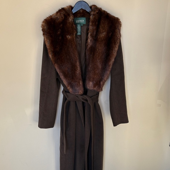 Lauren Ralph Lauren Jackets & Blazers - Lauren Ralph Lauren Brown Coat with Faux Fur Collar